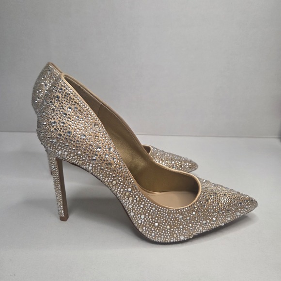Aldo Shoes - ALDO Stessy2 Crystal Embellished Pointed Toe Stiletto Pumps Champagne Nude Heels
